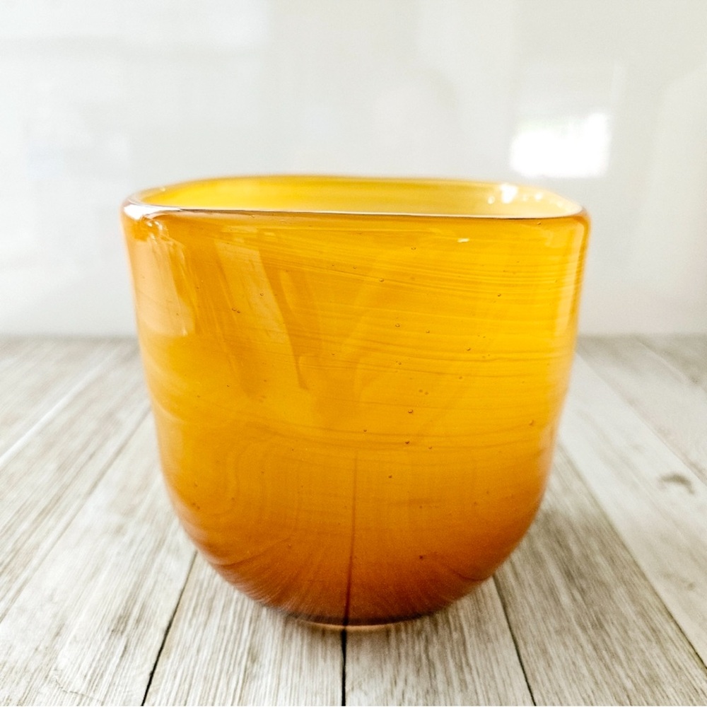 Vintage Golden Brown Hand Blown Glass Bowl Decorative Dish Planter - Picture 2 of 14